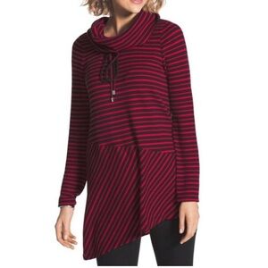 Zenergy By Chico’s Cowl Neck Asymmetrical Tunic Top Sz S